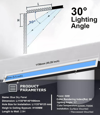 AC 100-240V LED Ceiling Panel Light Simulates Natural Light And Sky Blue with 40watts Output Power