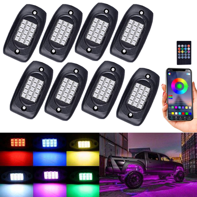 म्यूजिक मोड के साथ मल्टी कलर एलईडी RGB रॉक लाइट्स IP68 वाटरप्रूफ 12V